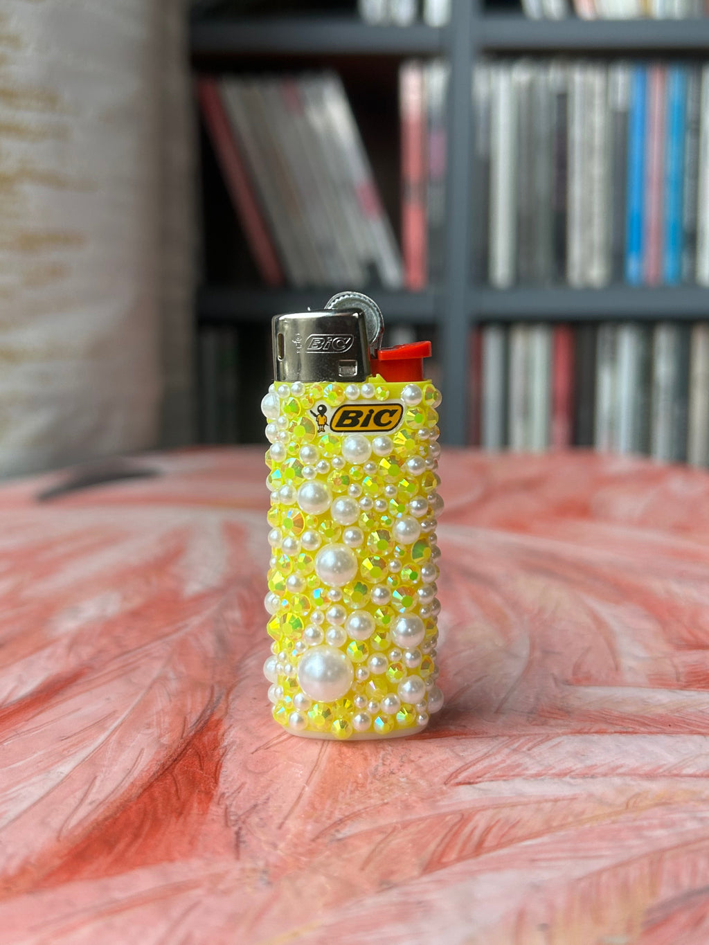 Yellow Pearl Mini BIC Lighter