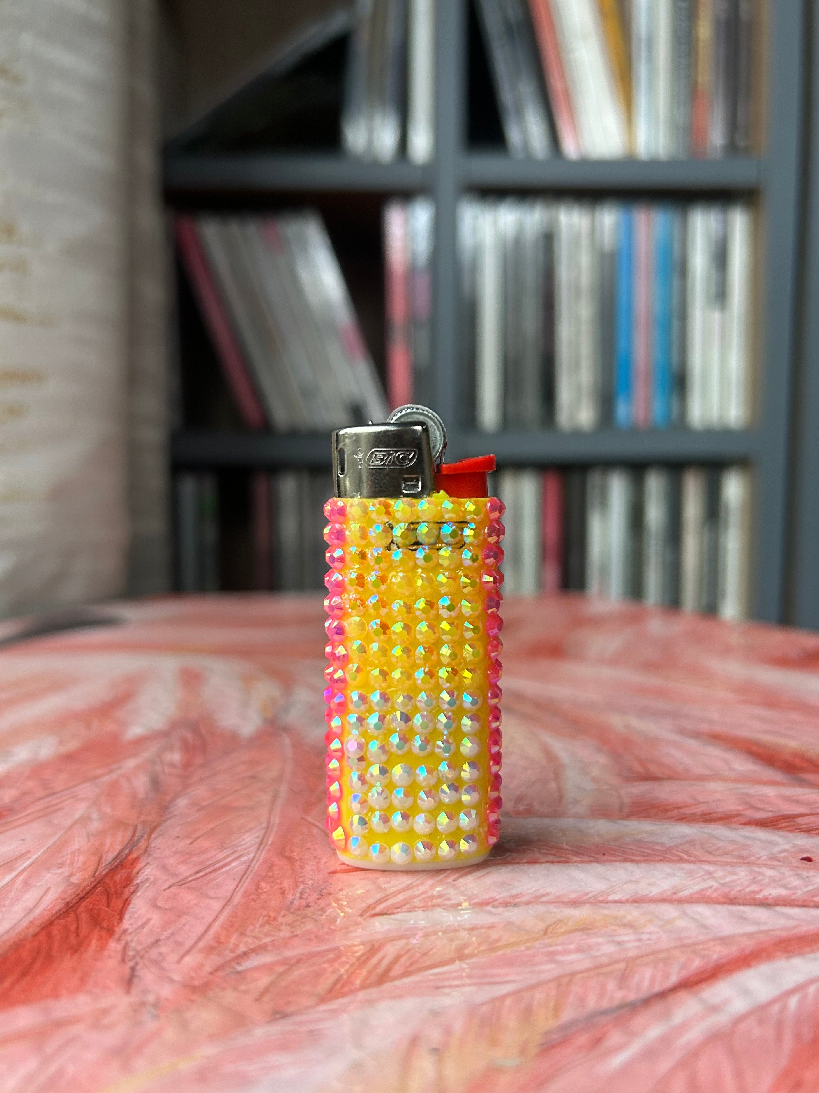 Pink and Yellow Mini BIC Lighter