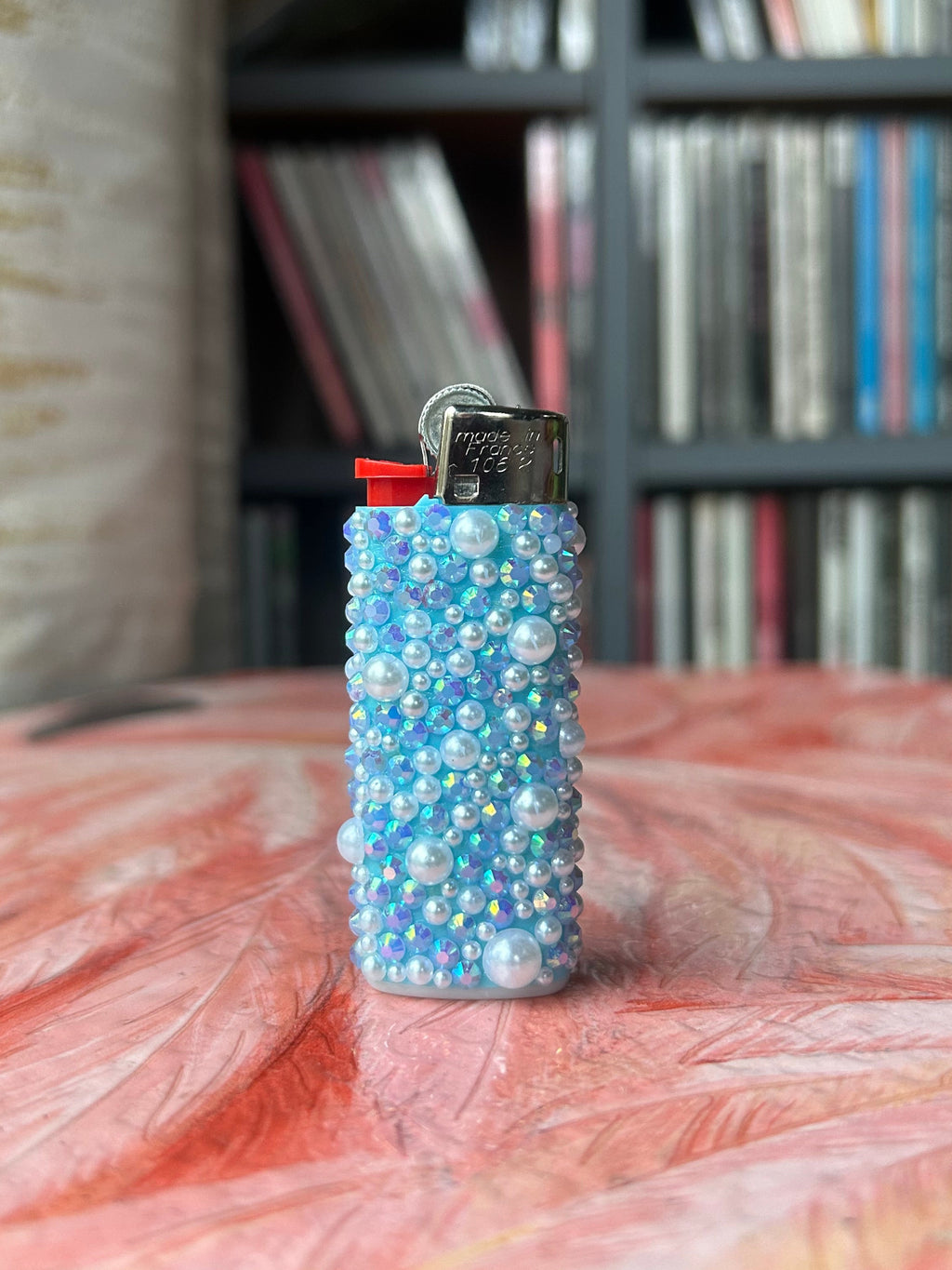 Light Blue Pearl Mini BIC Lighter