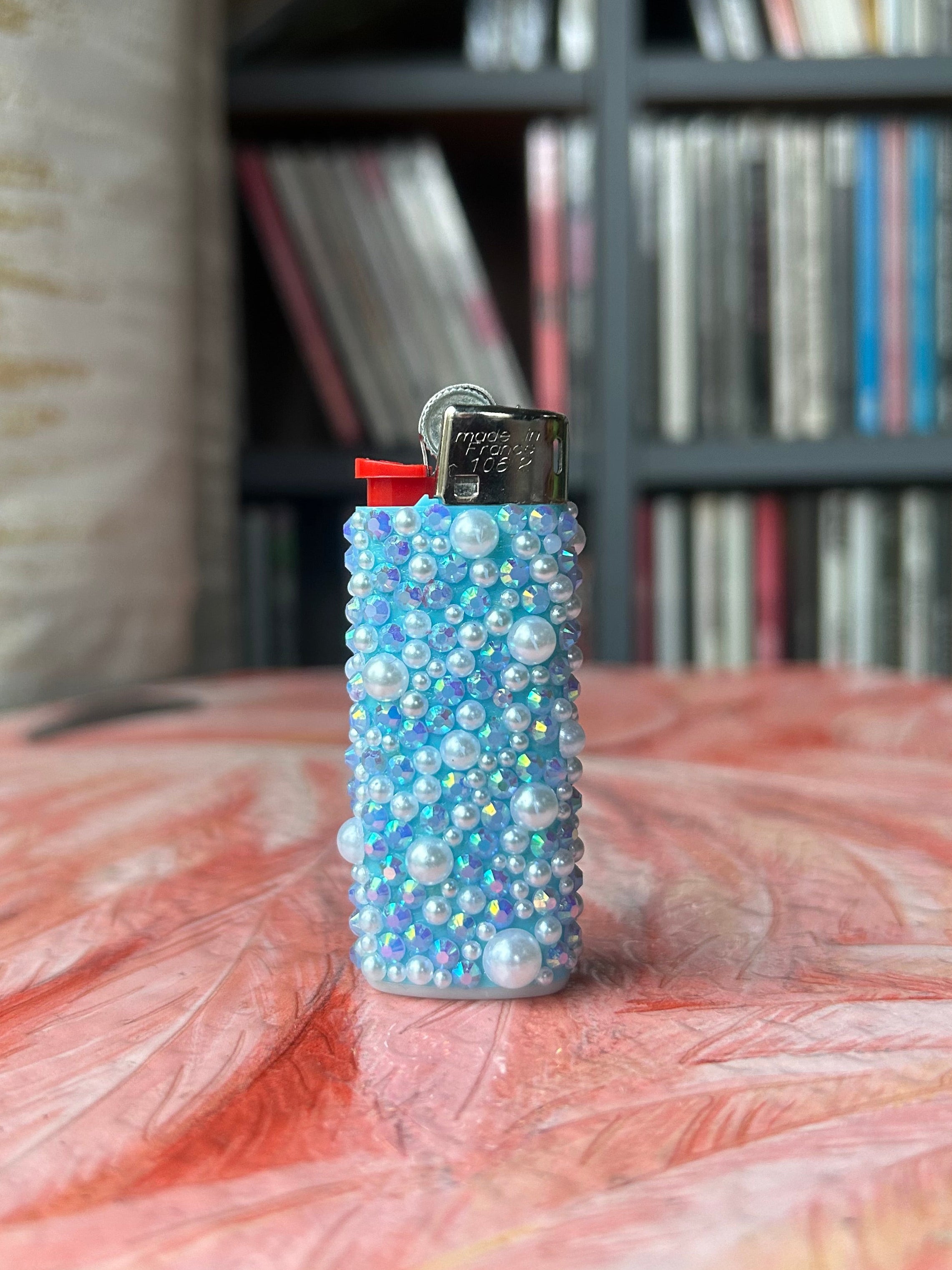 Light Blue Pearl Mini BIC Lighter