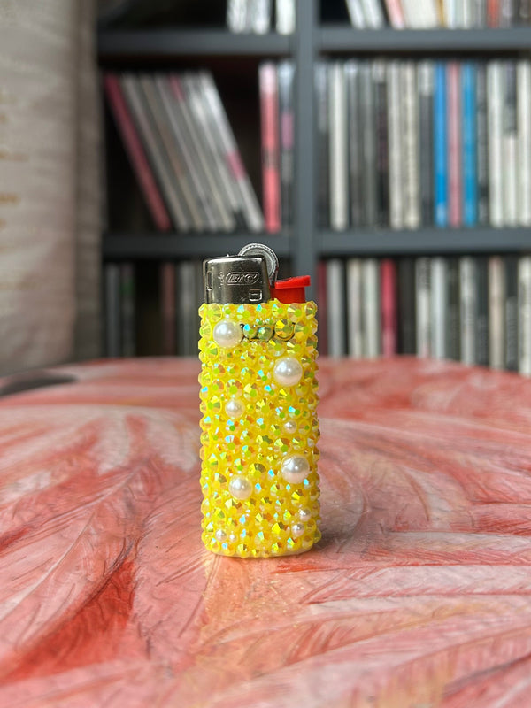 Yellow Pearl Mini BIC Lighter