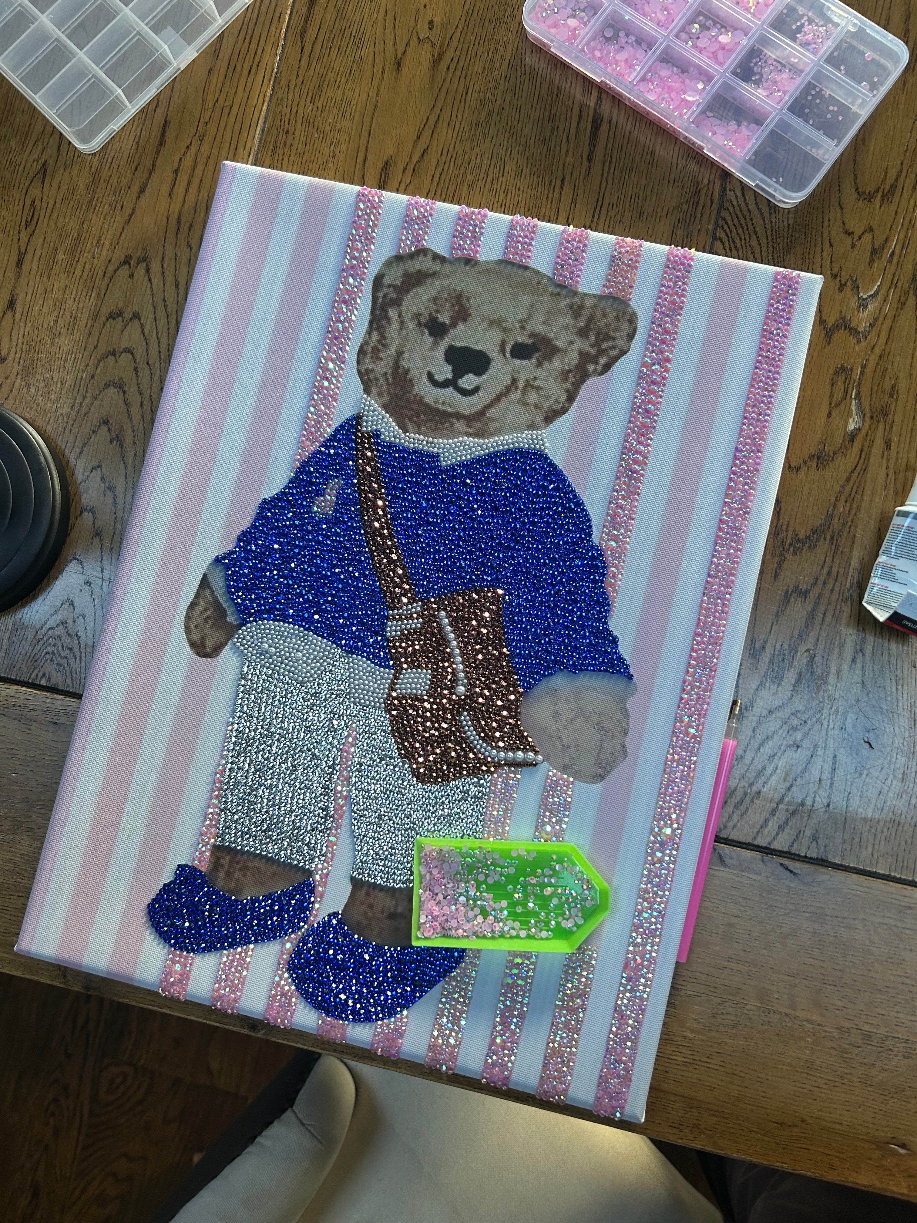 Polo Bear with pink stripes