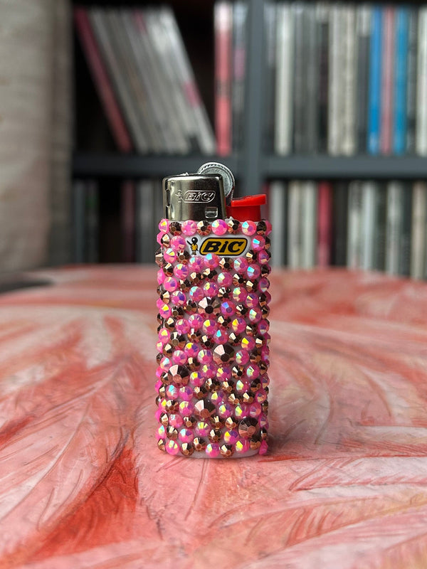 Pink and Brown Mini BIC Lighter