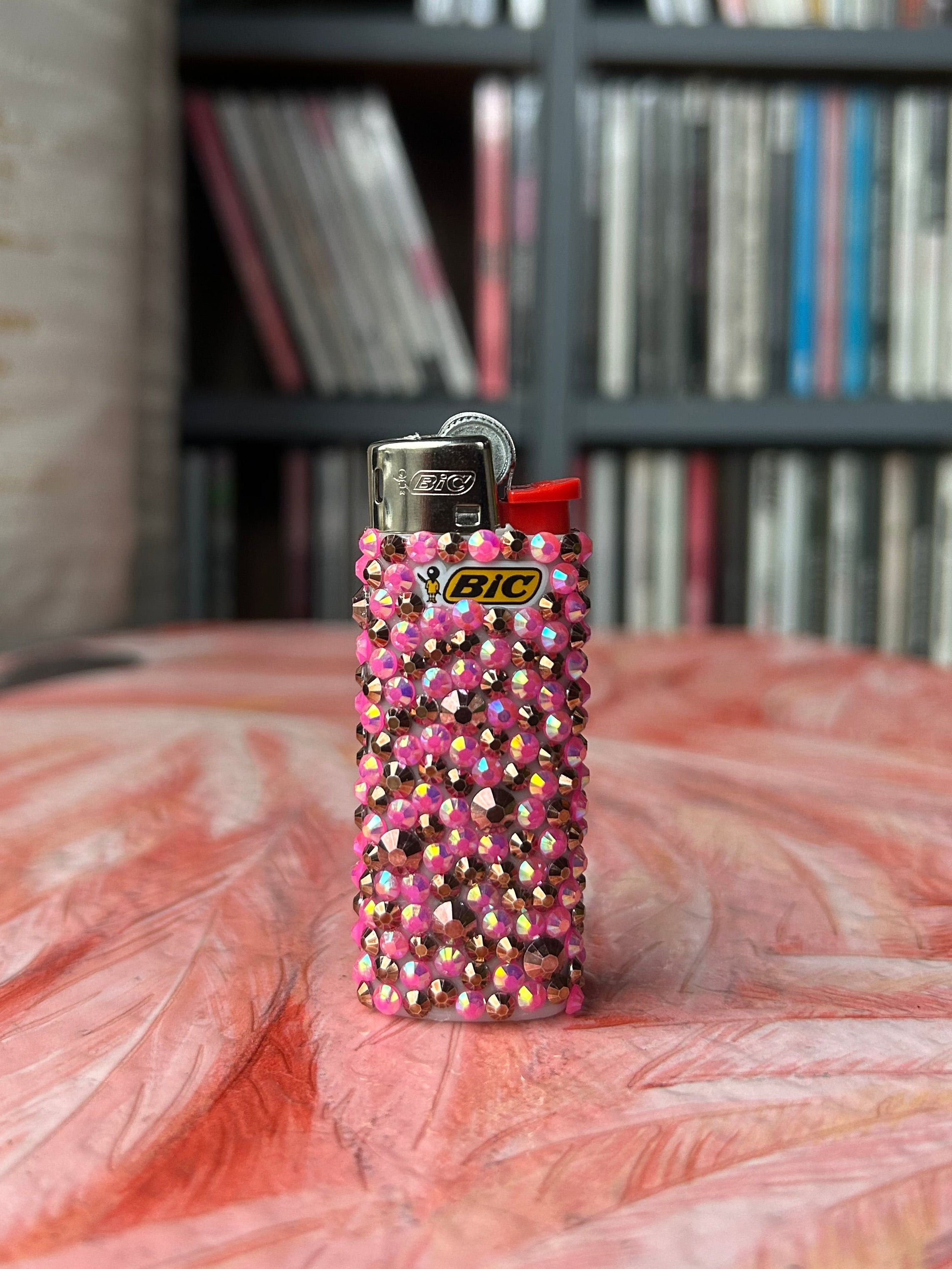 Pink and Brown Mini BIC Lighter