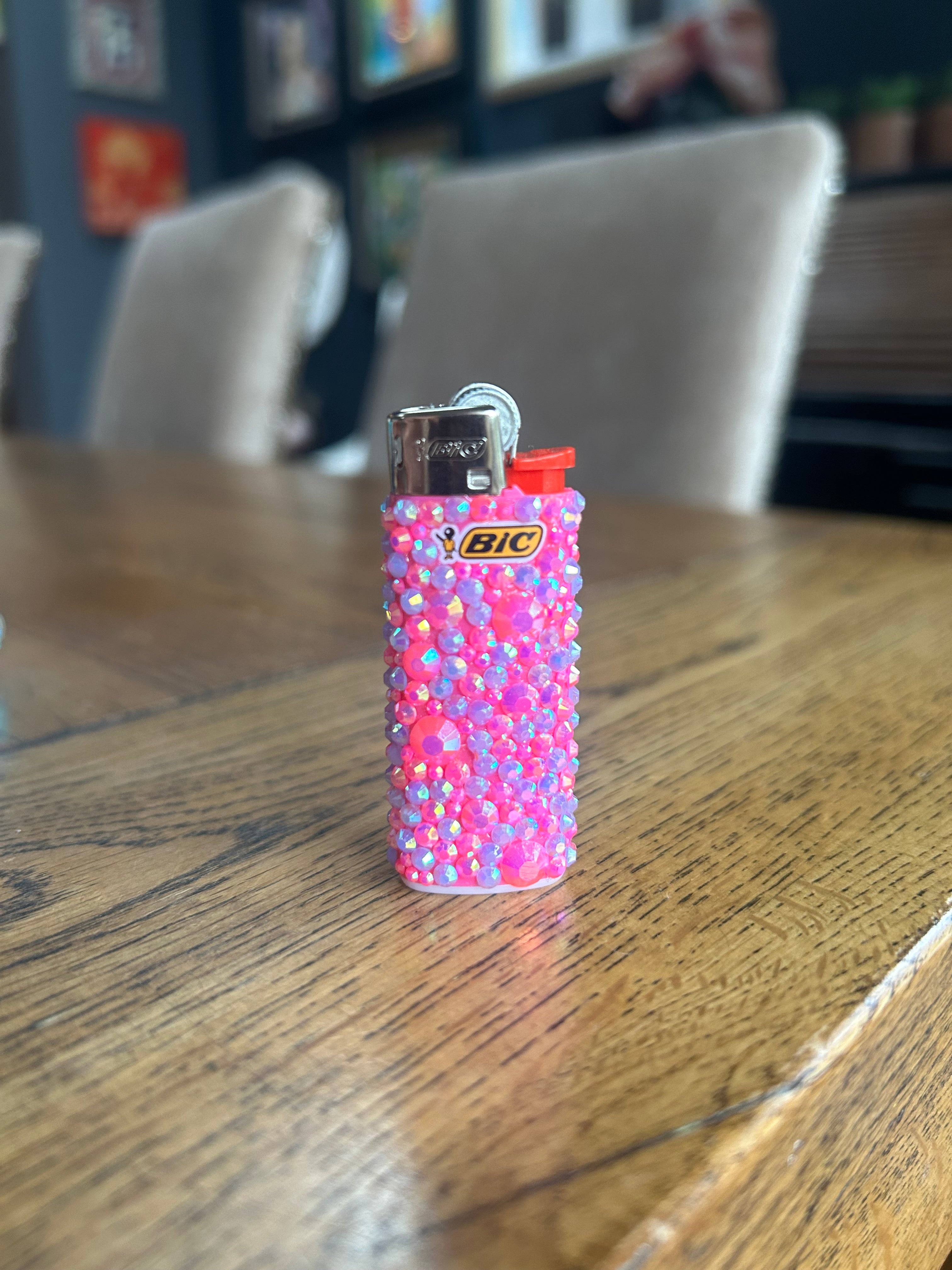 Pink and Purple Mini BIC lighter