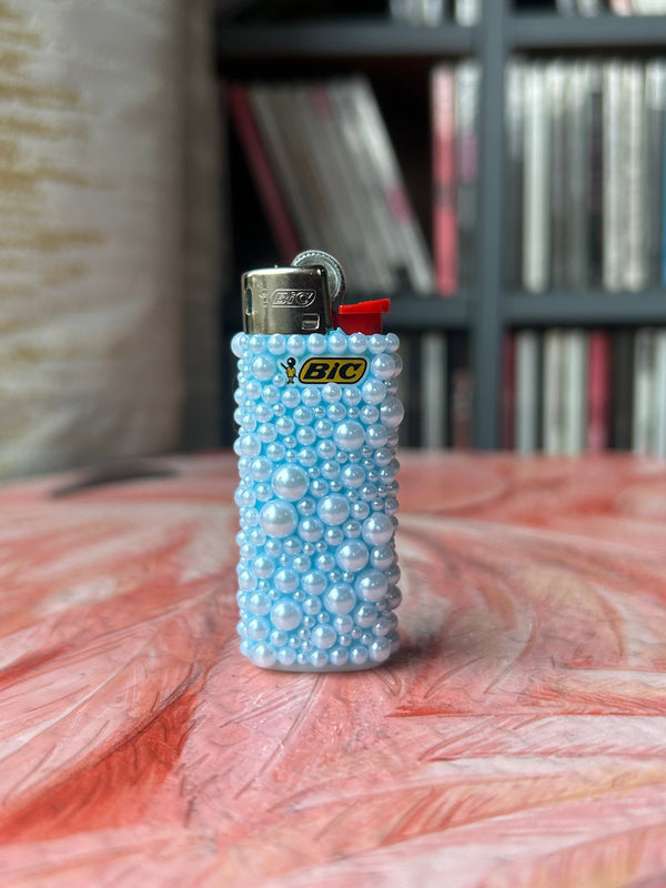 Light Blue Pearl Mini BIC Lighter